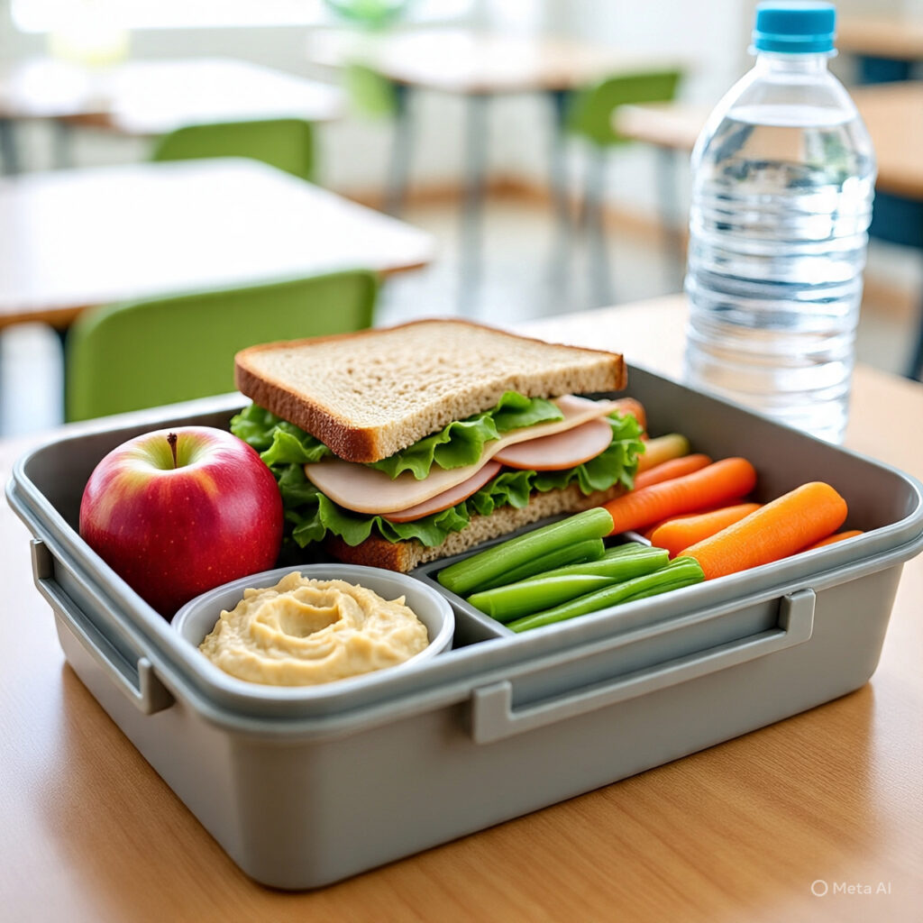 Healthy lunchbox ideas for kids with wraps, fruits, and veggies in a colorful bento box.