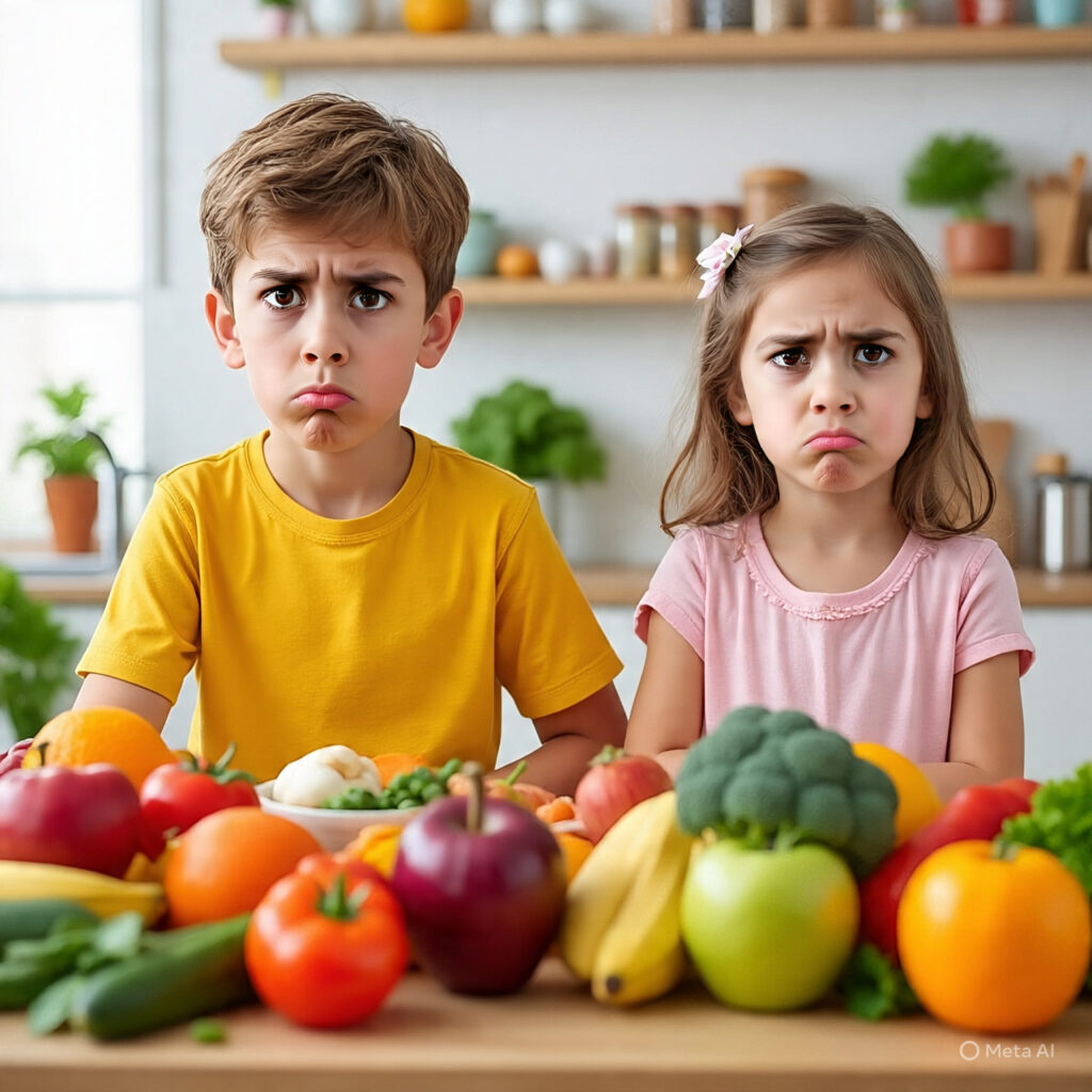 Healthy diet for kids – balanced meal illustration